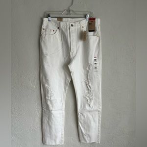 Levis 501 Original Womens Jeans Size 32x30 Raw Hem Distressed White Cotton NWT